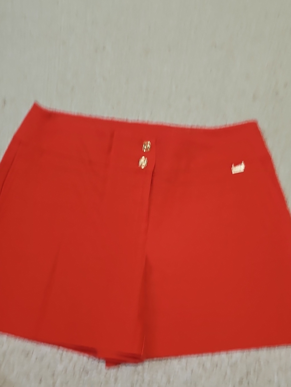 Anne Klein Red Tailored Shorts with Gold Accent